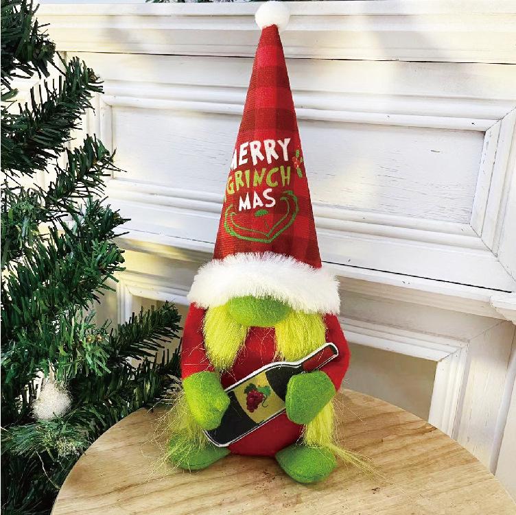 3D Grinch-inspiriertes grünes Haar Monster Ornament - Gesichtsloser alter Mann Weihnachtsdekoration von Joom DACH