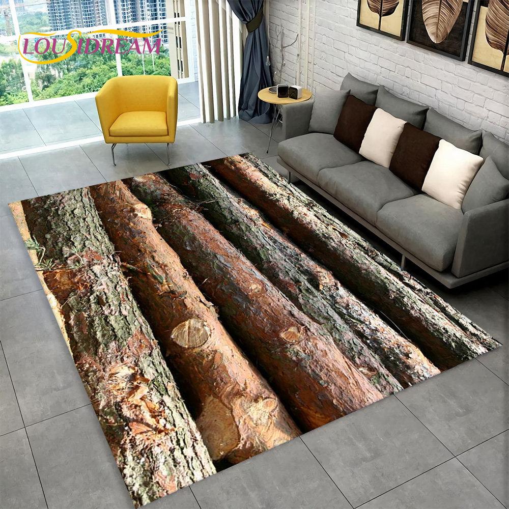 3D HD Holzmaserung Retro-Teppich, groß, Teppich für Zuhause, Wohnzimmer, Kinder, Schlafzimmer, Sofa, Fußmatte, Dekor, Küche, rutschfeste Bodenmatte 230x160cm(90x62in) von Joom DACH