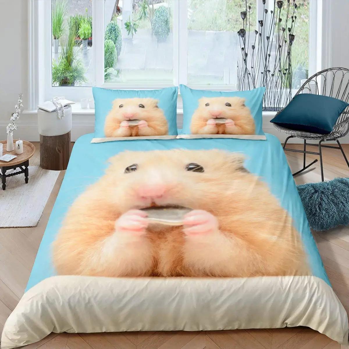 3D-Hamster-Bettbezug, King-Queen-Size, schönes Meerschweinchen-Bettwäscheset für Kinder, Teenager, Erwachsene, Familie, Haustier, 2/3-teilig, Bettbezug 240x220cm 3pcs von Joom DACH