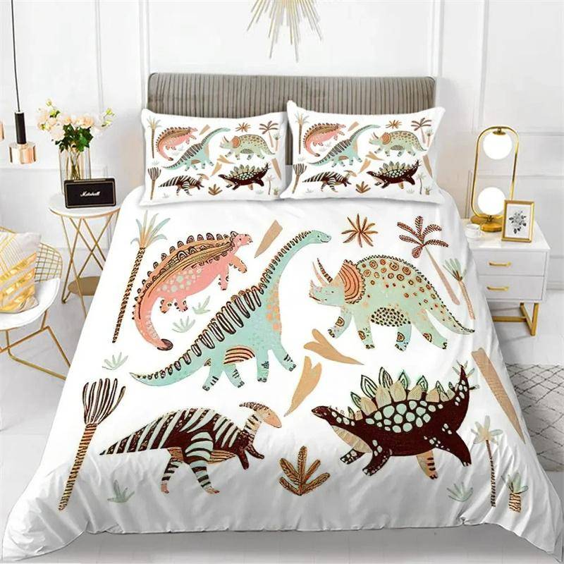 3D Kleiner Dinosaurier Cartoon Niedlich Einfach Bettwäscheset Paar King Einzelgröße für Kinder Kinder Polyester Bettbezug Kissenbezug 70x133cm 2pcs von Joom DACH