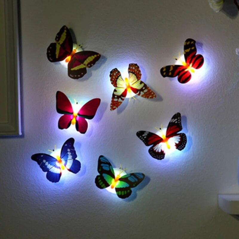 3D LED bunte selbstklebende Schmetterling Wandaufkleber Nachtlichter Wandtattoo Wandleuchte Hausdekoration 10pcs von Joom DACH
