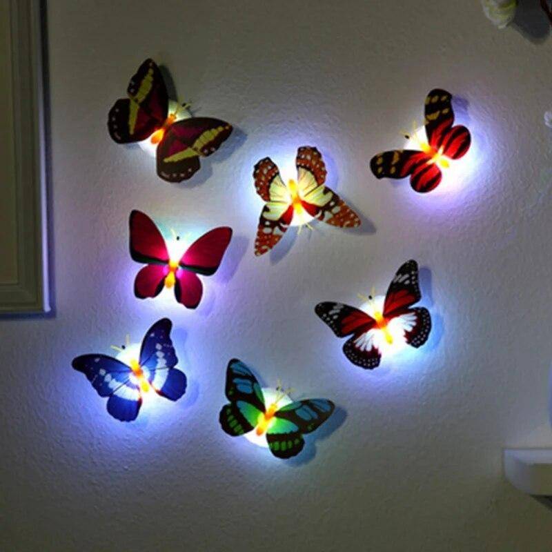 3D LED bunte selbstklebende Schmetterling Wandaufkleber Nachtlichter Wandtattoo Wandleuchte Hausdekoration 1pcs von Joom DACH