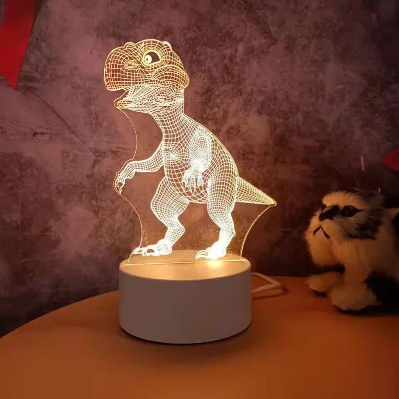 3D-Lampe, Acryl-LED-Nachtlichter, Bär, Dinosaurier, Kind, Nachtlicht, LED für Schlafzimmer, Dekoration, Weihnachtsdekoration, Hochzeit, Party, Gastgeschenke 3 Colors Light rot von Joom DACH