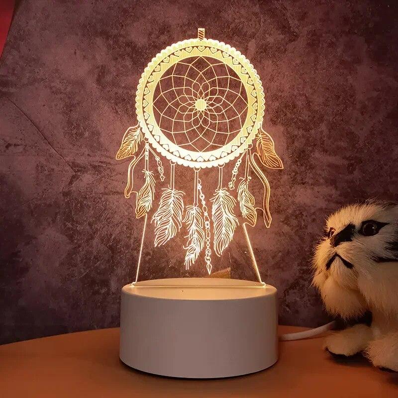 3D-Lampe, Acryl-LED-Nachtlichter, Bär, Dinosaurier, Kind, Nachtlicht, LED für Schlafzimmer, Dekoration, Weihnachtsdekoration, Hochzeit, Party, Gastgeschenke 3 Colors Light rosa von Joom DACH