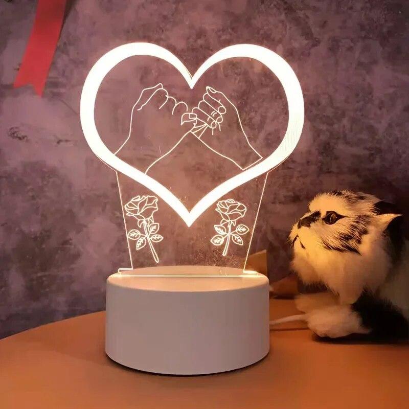 3D-Lampe, Acryl-LED-Nachtlichter, Bär, Dinosaurier, Kind, Nachtlicht, LED für Schlafzimmer, Dekoration, Weihnachtsdekoration, Hochzeit, Party, Gastgeschenke USB Warm Light warm weiße von Joom DACH