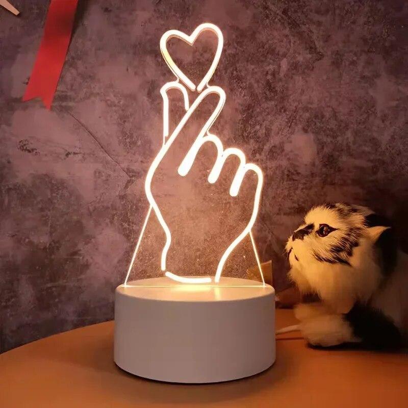 3D-Lampe, Acryl-LED-Nachtlichter, Bär, Dinosaurier, Kind, Nachtlicht, LED für Schlafzimmer, Dekoration, Weihnachtsdekoration, Hochzeit, Party, Gastgeschenke USB Warm Light weiß von Joom DACH