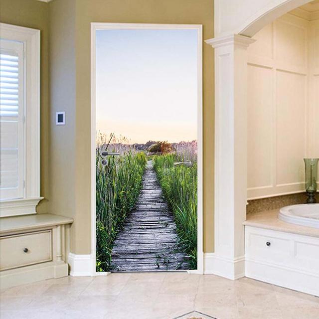 3D Landschaft Veranda Vinyl Tür Aufkleber für Schlafzimmer Home Decor selbstklebende abnehmbare Wand Aufkleber Tür Renovierung wasserdichte Poster 77x200cm(cut 2 pcs) von Joom DACH