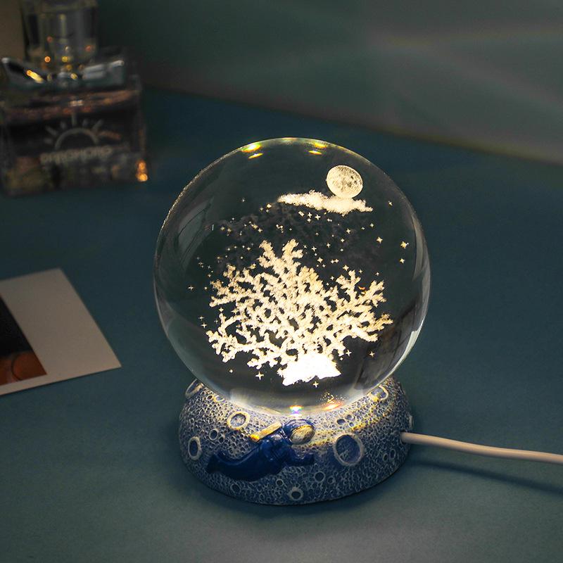 3D-Lasergravierte Kristallkugel Nachtlicht - Perfekt für Schreibtische und Studentengeschenke 6cm Single Ball von Joom DACH