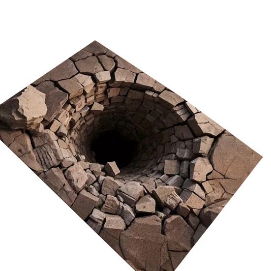 3D Loch Teppich Realistischer Bodenloser Abgrund Fußmatte Lustiger Optischer Illusionsteppich mit Rutschfester Rückseite für Eingang Wohnzimmer Badezimmer 50*80cm von Joom DACH