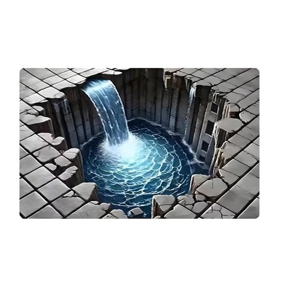 3D Loch Teppich Realistischer Bodenloser Abgrund Fußmatte Lustiger Optischer Illusionsteppich mit Rutschfester Rückseite für Eingang Wohnzimmer Badezimmer 50*80cm von Joom DACH