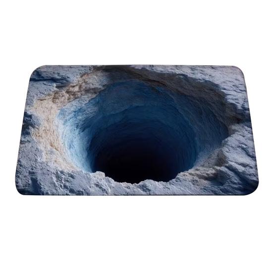 3D Loch Teppich Realistischer Bodenloser Abgrund Fußmatte Lustiger Optischer Illusionsteppich mit Rutschfester Rückseite für Eingang Wohnzimmer Badezimmer 50*80cm von Joom DACH