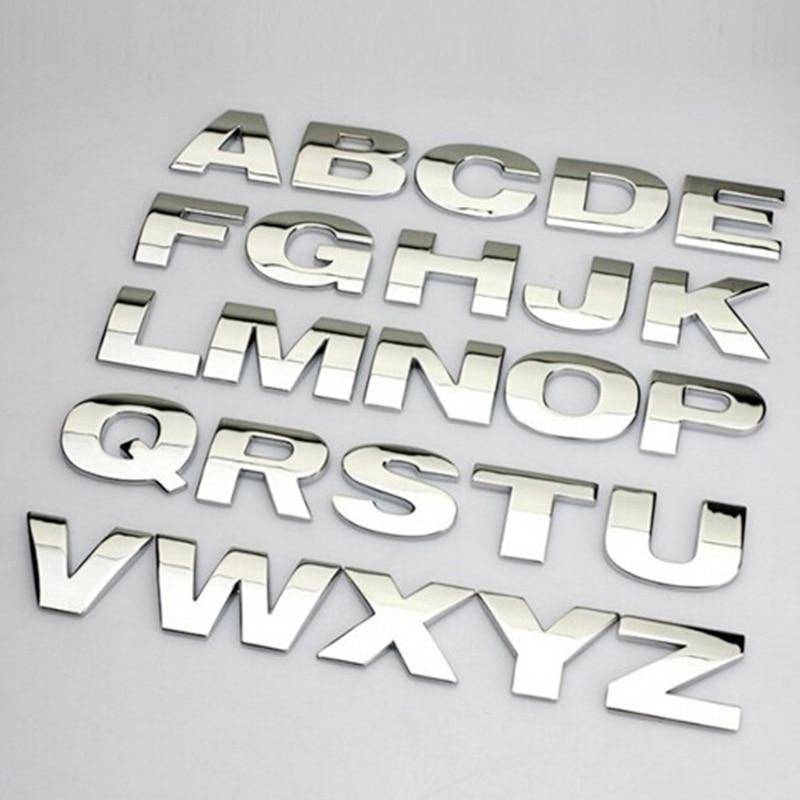 3D Metall Alphabet Silber Abzeichen Chrom Silber Buchstaben Zahlen Logo Auto Aufkleber Automobile Aufkleber 9 silber von Joom DACH