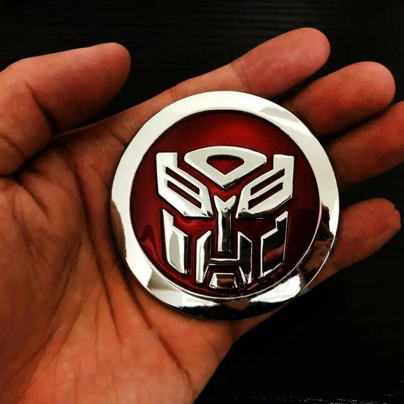 3D Metall Chrom Transformers Autobot Auto Abzeichen Emblem Aufkleber Aufkleber 65mm Deception upright rot von Joom DACH