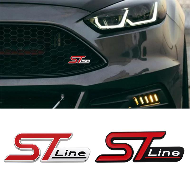 3D Metall ST Linie Kopf Kühlergrill Auto Emblem Abzeichen Chrom Aufkleber für FORD ST Focus x 2 3 Kuga FIESTA MONDEO Auto Auto Styling rot/silber von Joom DACH