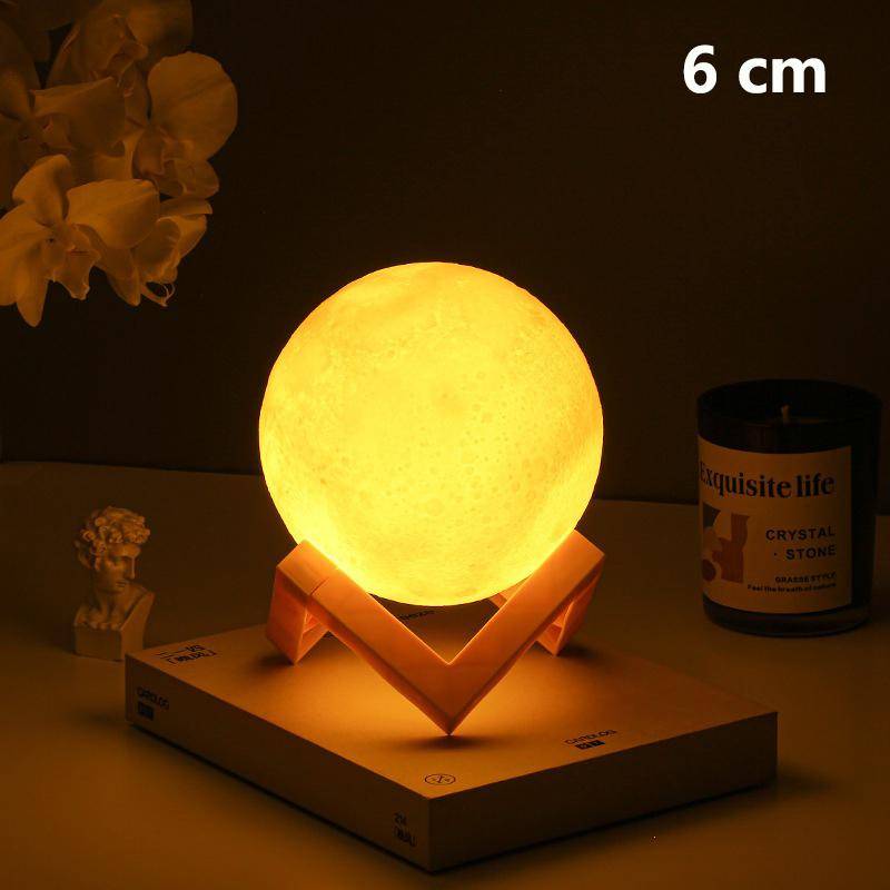 3D Mond Nachtlicht wiederaufladbare Mondlampe Schlafzimmer Led Studie Tischlampe warmes Licht Bettlampe Schreibtischlampe Wohnkultur 6*6*6cm von Joom DACH