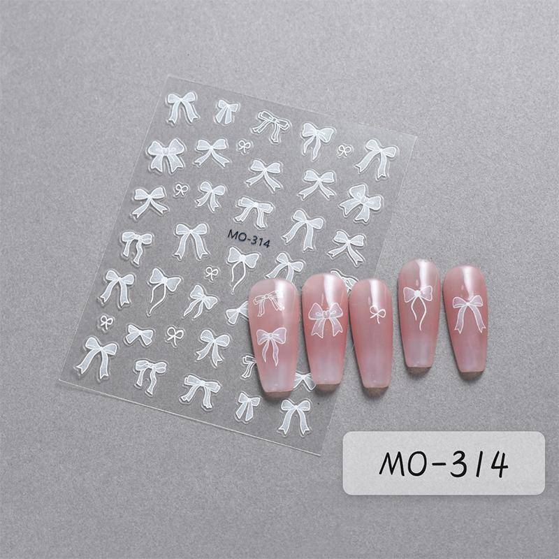 3D Nail Art Sticker mit weißer Schleife und Blume, ultradünn, selbstklebend, Slider, Sommer-Nail-Art-Aufkleber, Dekoration, DIY-Maniküre-Zubehör elfenbein von Joom DACH
