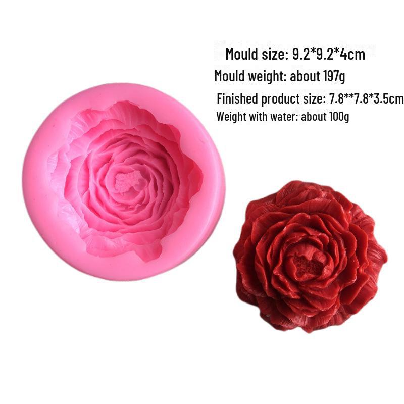 3D Pfingstrose Blume Aromatherapie Kerze, Kuchen, Gelee, Pudding, Mousse und handgemachte Seifenform für den Valentinstag. von Joom DACH