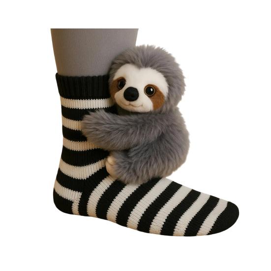 3D Plüschtier Socken Niedliche Strick Socken mit Flauschigen Tieren Dehnbar Lustig Faultier Katze Socken für Tierliebhaber Weihnachtsgeschenk C von Joom DACH