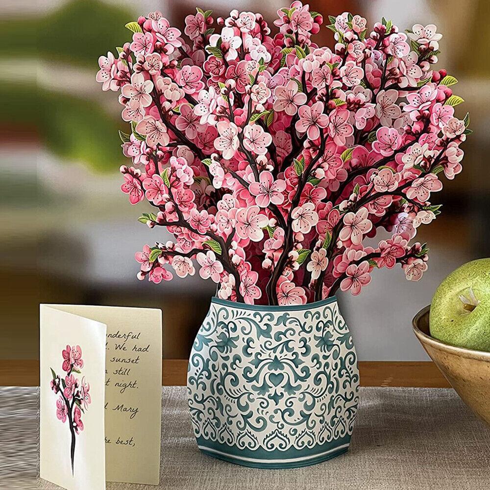 3D Pop Up Blumen Grußkarten Multi-Style Bouquet Geburtstagskarte Postkarte Geschenke Cherry Blossom von Joom DACH