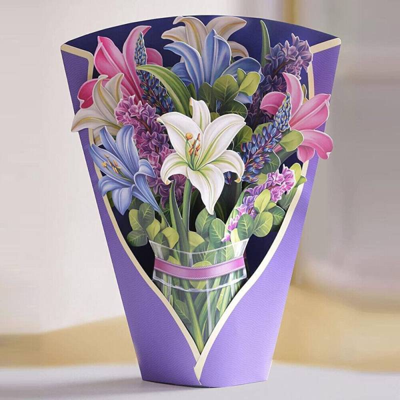 3D Pop Up Blumen Grußkarten Multi-Style Bouquet Geburtstagskarte Postkarte Geschenke Lily von Joom DACH