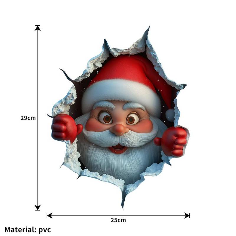 3D Rentier Durchbruch Wandaufkleber, Vinyl Weihnachts-Wandsticker, Abnehmbare Feiertagsdekoration für Zuhause und Wohnräume von Joom DACH