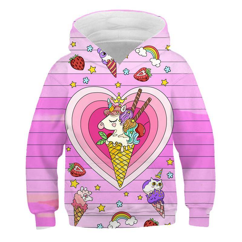 3D Rosa Hoodie Cool Girl Galaxy Harajuku Blau Kinder Pullover Einhorn Hübsche Regenbogen Schuluniform Kreative Kinder 140 von Joom DACH