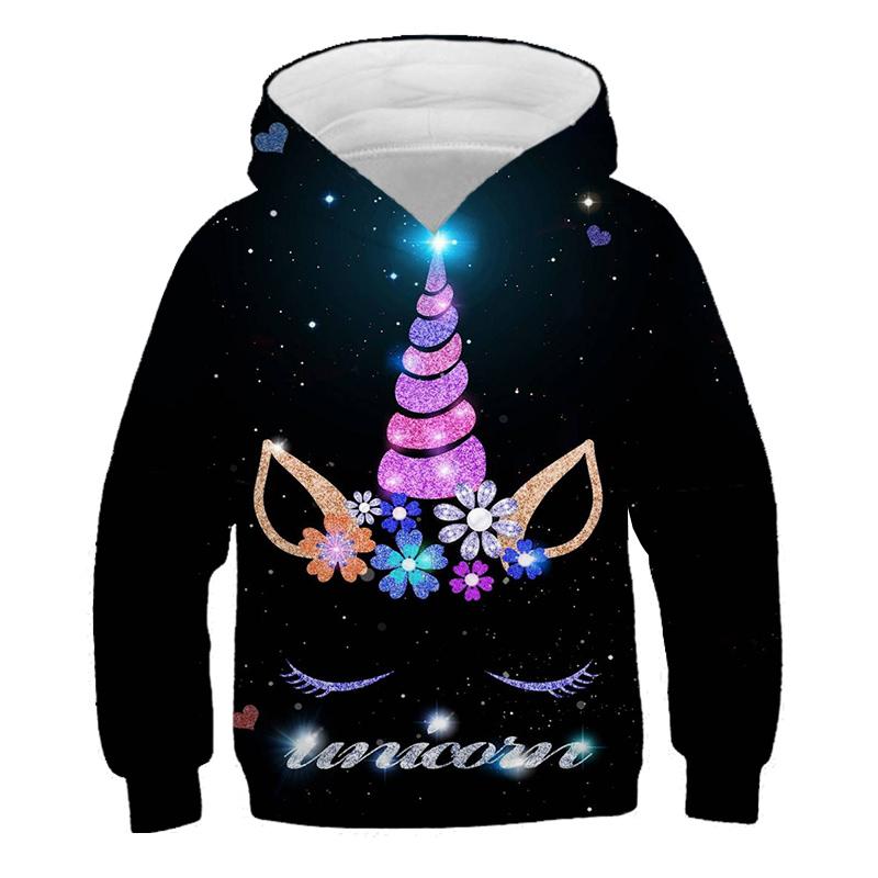 3D Rosa Hoodie Cool Girl Galaxy Harajuku Blau Kinder Pullover Einhorn Hübsche Regenbogen Schuluniform Kreative Kinder 160 von Joom DACH