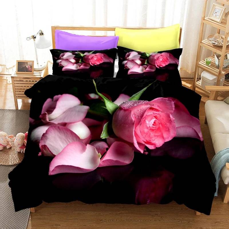 3D Rosen Bettwäschesets Bettbezugset mit Kissenbezug Twin Full Queen King Bettwäsche Bettwäsche 70x133cm 2pcs von Joom DACH