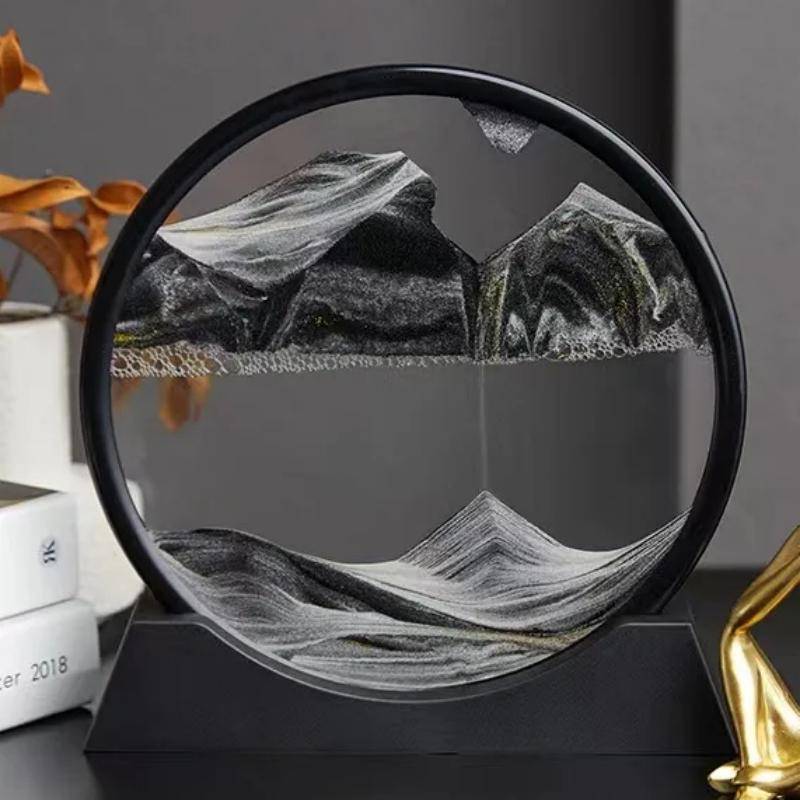 3 Stück 3D Bewegliche Sandkunst Bild Runde Glas Tiefsee Sandlandschaft Sanduhr Treibsand Handwerk Fließender Sand Malerei Büro Heimdeko Geschenk 1PC schwarz von Joom DACH