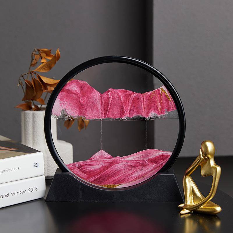 3 Stück 3D Bewegliche Sandkunst Bild Runde Glas Tiefsee Sandlandschaft Sanduhr Treibsand Handwerk Fließender Sand Malerei Büro Heimdeko Geschenk 1PC rosa von Joom DACH