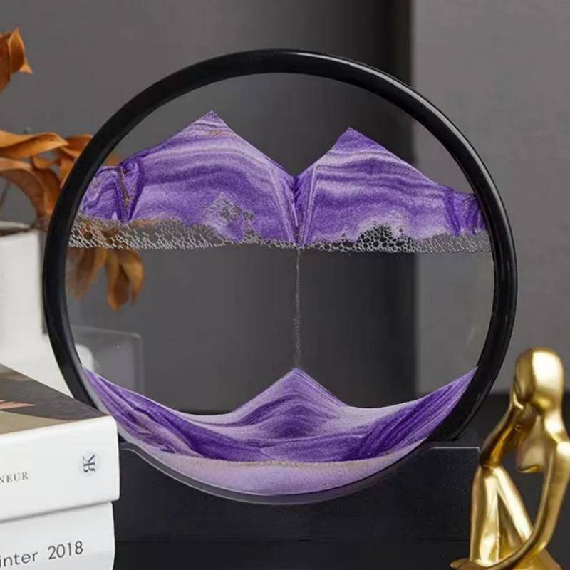 3 Stück 3D Bewegliche Sandkunst Bild Runde Glas Tiefsee Sandlandschaft Sanduhr Treibsand Handwerk Fließender Sand Malerei Büro Heimdeko Geschenk 1PC dunkelviolette von Joom DACH