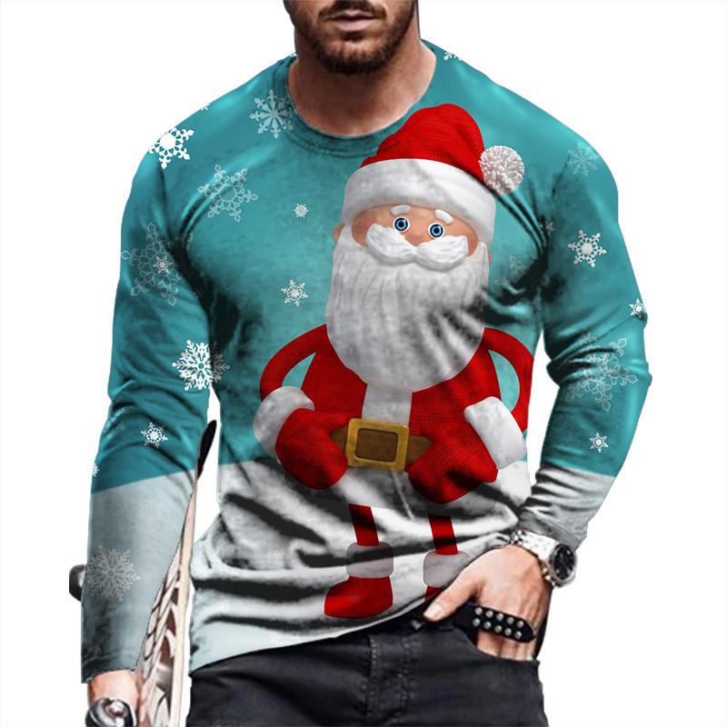 3D Santa Claus Drucken T Shirt Für Männer Casual Oansatz Langarm T-shirt Weihnachten Harajuku Streetwear Fashion Übergroßen X'mas Top 2XL von Joom DACH