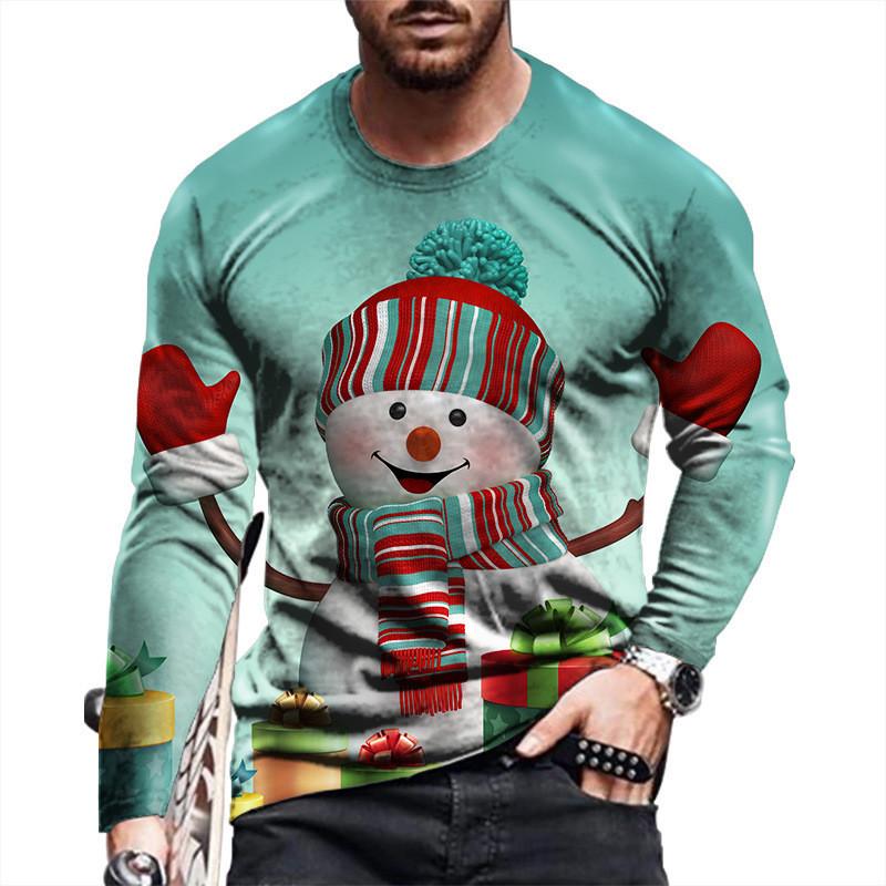 3D Santa Claus Drucken T Shirt Für Männer Casual Oansatz Langarm T-shirt Weihnachten Harajuku Streetwear Fashion Übergroßen X'mas Top 3XL von Joom DACH