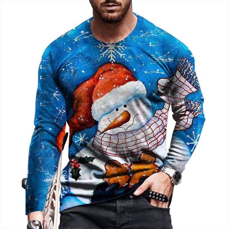 3D Santa Claus Drucken T Shirt Für Männer Casual Oansatz Langarm T-shirt Weihnachten Harajuku Streetwear Fashion Übergroßen X'mas Top 3XL von Joom DACH