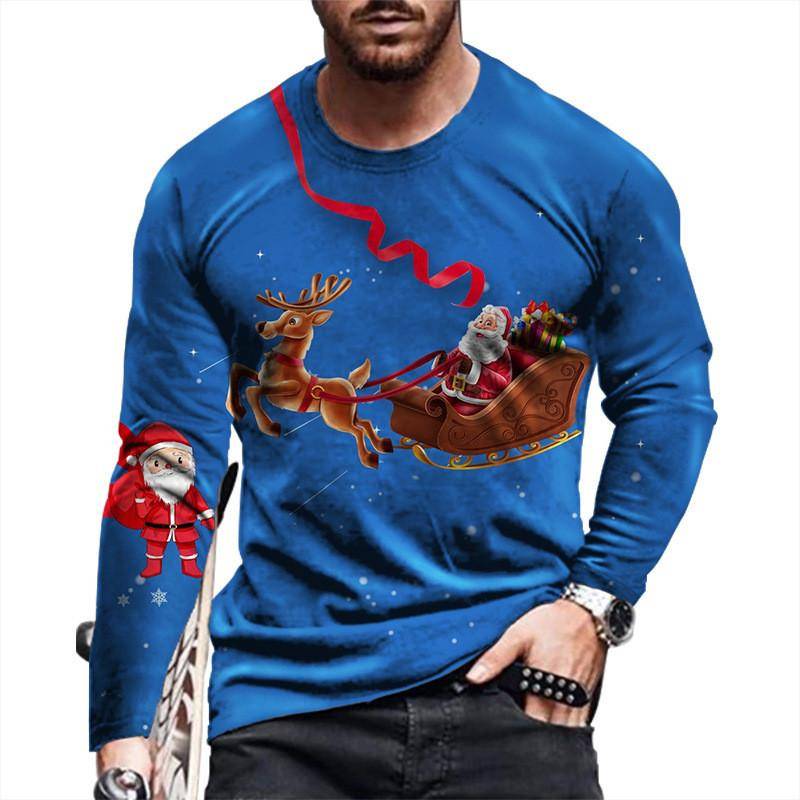 3D Santa Claus Drucken T Shirt Für Männer Casual Oansatz Langarm T-shirt Weihnachten Harajuku Streetwear Fashion Übergroßen X'mas Top 4XL von Joom DACH