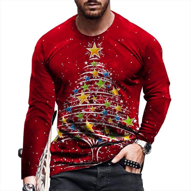 3D Santa Claus Drucken T Shirt Für Männer Casual Oansatz Langarm T-shirt Weihnachten Harajuku Streetwear Fashion Übergroßen X'mas Top 6XL von Joom DACH