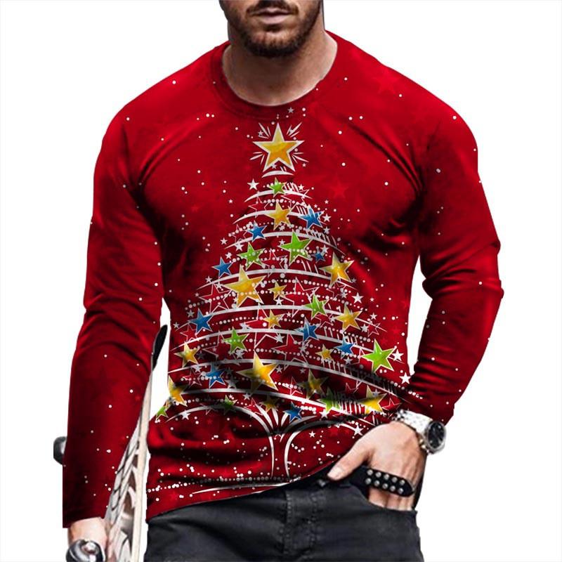 3D Santa Claus Drucken T Shirt Für Männer Casual Oansatz Langarm T-shirt Weihnachten Harajuku Streetwear Fashion Übergroßen X'mas Top L von Joom DACH