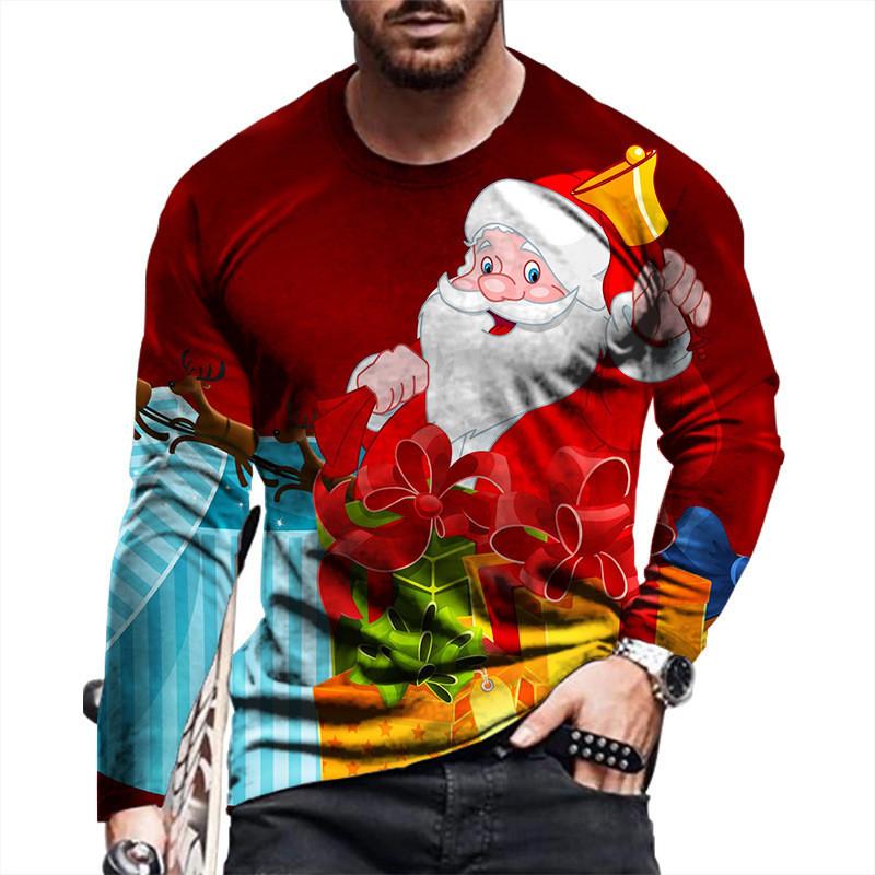 3D Santa Claus Drucken T Shirt Für Männer Casual Oansatz Langarm T-shirt Weihnachten Harajuku Streetwear Fashion Übergroßen X'mas Top XL von Joom DACH