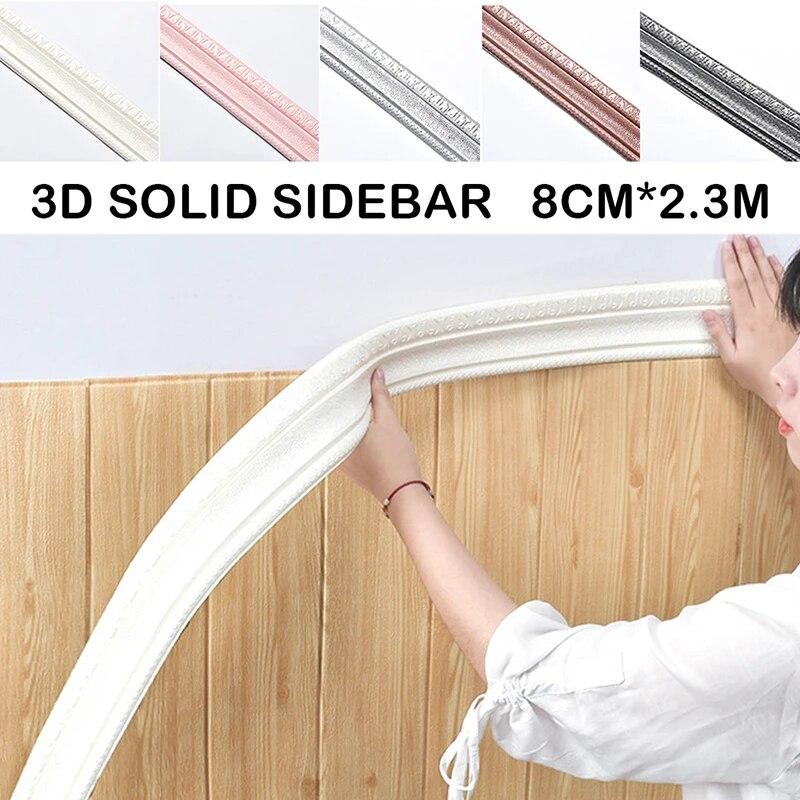 3D Schaum Wand Rand Streifen Aufkleber Selbst Klebe Wasserdicht Baseboard Ecke Taille Linie Aufkleber Wand Trim Linie Sockel Grenze silber grau von Joom DACH