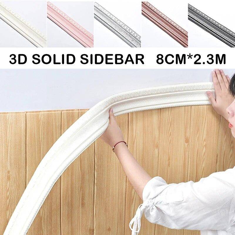 3D Schaum Wand Rand Streifen Aufkleber Selbst Klebe Wasserdicht Baseboard Ecke Taille Linie Aufkleber Wand Trim Linie Sockel Grenze silber grau von Joom DACH