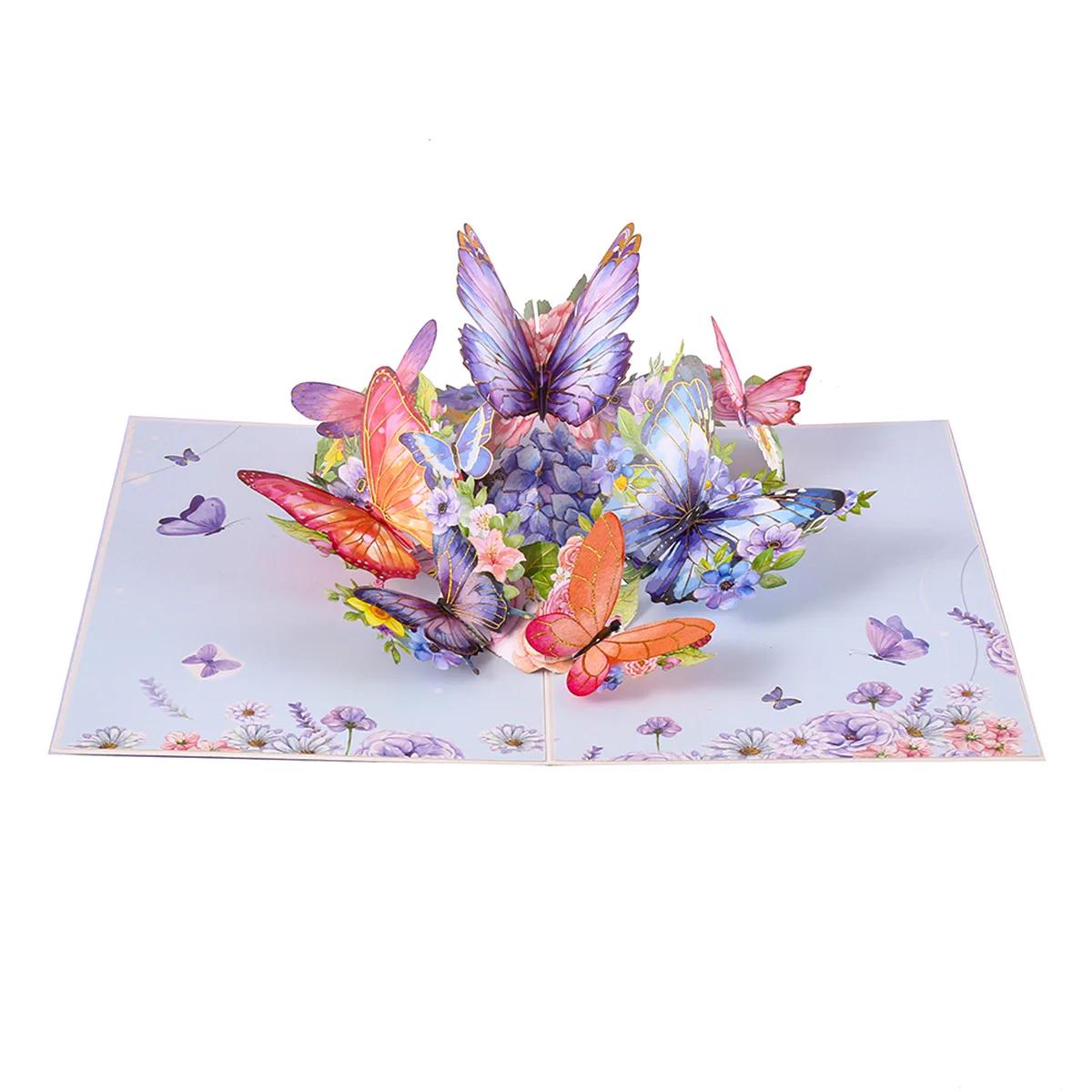 3D Schmetterling Pop-Up Grußkarte mit hohlem Schmetterlingsdesign Faltbares Feiertagsgeschenk für Segnungen Geburtstagskarte Jubiläum violett von Joom DACH