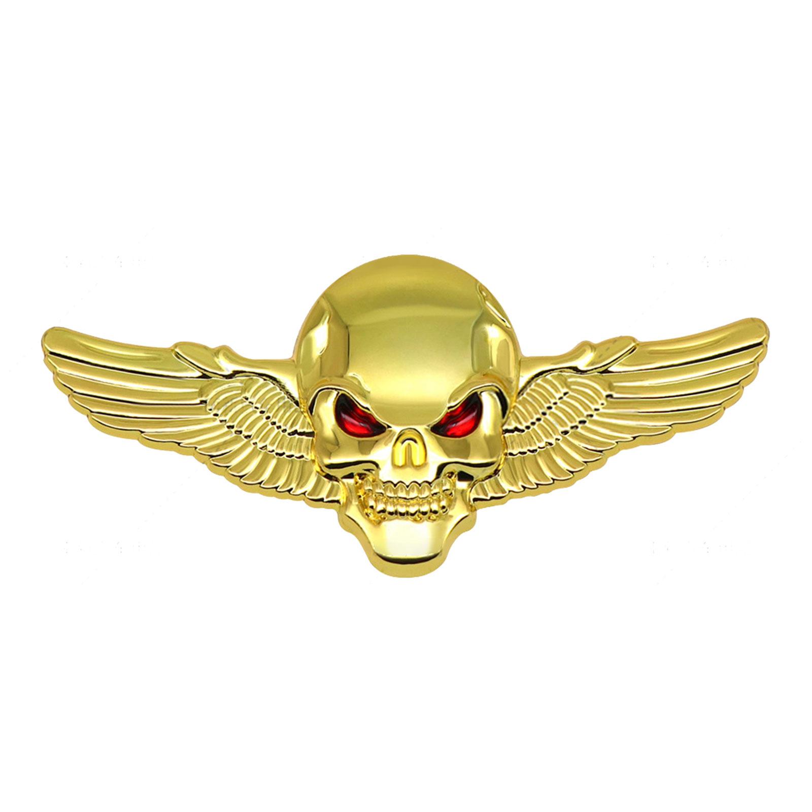 3D Skelett Totenkopf Flügel Emblem Metall Abzeichen Auto Abzeichen Aufkleber Auto Grill Körper Stamm Kotflügel Abzeichen Aufkleber Aufkleber L gold von Joom DACH