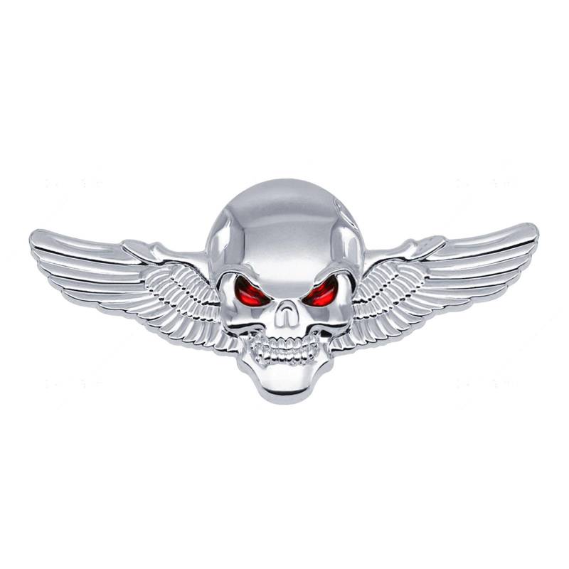 3D Skelett Totenkopf Flügel Emblem Metall Abzeichen Auto Abzeichen Aufkleber Auto Grill Körper Stamm Kotflügel Abzeichen Aufkleber Aufkleber L silber von Joom DACH