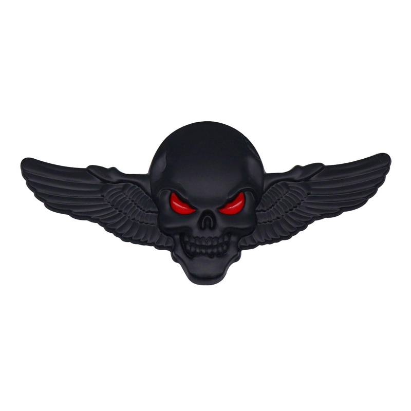 3D Skelett Totenkopf Flügel Emblem Metall Abzeichen Auto Abzeichen Aufkleber Auto Grill Körper Stamm Kotflügel Abzeichen Aufkleber Aufkleber S schwarz von Joom DACH