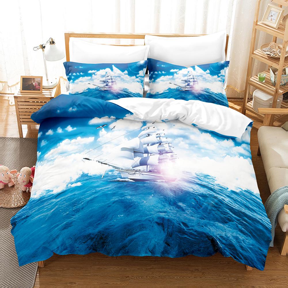 3D Sommer Segeln mit Wellen Bettwäsche-Sets Bettbezug-Set mit Kissenbezug Twin Full Queen King Bettwäsche Bettwäsche EU single(135x200cm) von Joom DACH