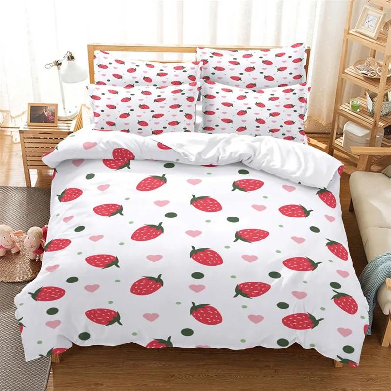 3D Sommer Tropische Früchte Bettbezug mit Kissenbezug King Full Size Queen Doppelbett Steppdeckenbezug Bettwäsche Einzelbett Zwillingsbett Bettwäschesets 135x200cm 2pcs von Joom DACH