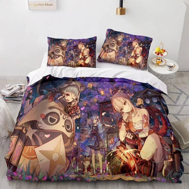 3D Spiel Genshin Impact Bettwäsche Set Kamisato Ayaka Bettwäsche Mädchen Jungen Teenager Einzel Doppel Twin Queen King Size Herren Bettbezug 70x133cm 2pcs von Joom DACH