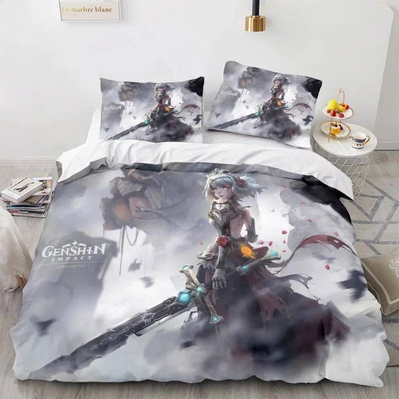 3D Spiel Genshin Impact Bettwäsche Set Kamisato Ayaka Bettwäsche Mädchen Jungen Teenager Einzel Doppel Twin Queen King Size Herren Bettbezug EU single(135x200cm) von Joom DACH