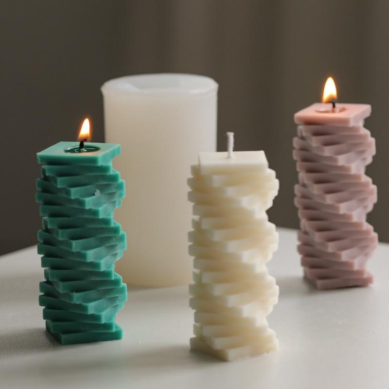 3D Spirale Quadratische Säule Silikon Kerze Form DIY Kreative Geometrische Architektur Serie Aromatherapie Kerze Gips Seife Form von Joom DACH