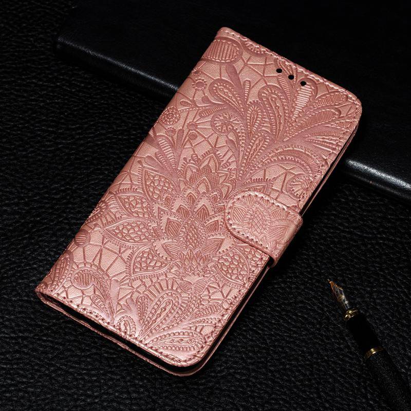 3D-Spitze-Blumen-Prägung Leder-Flip-Wallet-Hülle für Samsung Xiaomi Redmi Note Huawei Honor iPhone Samsung M31S von Joom DACH